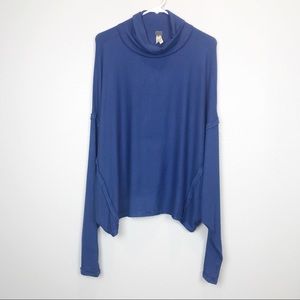 NWOT Free People Blue Oversized Dolman Sleeve Top